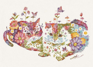 Illustration de l'article : 20 jolies peintures à l'aquarelle représentant des animaux composés de motifs floraux