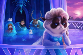 Illustration de l'article : 13 illustrations mettant en scène la célèbre Grumpy Cat dans des films Disney