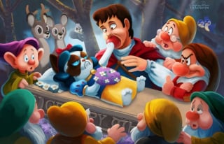 Illustration de l'article : 13 illustrations mettant en scène la célèbre Grumpy Cat dans des films Disney