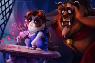 Illustration de l'article : 13 illustrations mettant en scène la célèbre Grumpy Cat dans des films Disney