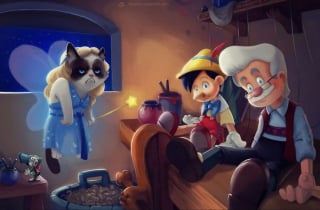 Illustration de l'article : 13 illustrations mettant en scène la célèbre Grumpy Cat dans des films Disney