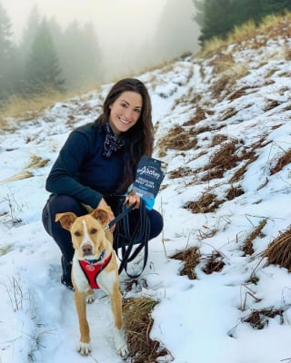 Illustration de l'article : 20 photos d'un chien heureux de voyager avec la femme qui l'a adopté