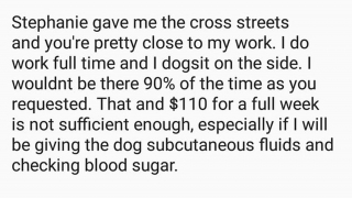 Illustration de l'article : Une pet-sitter payée 50 centimes de l'heure, ébahie par les demandes folles d'une femme pour s'occuper de son chien diabétique