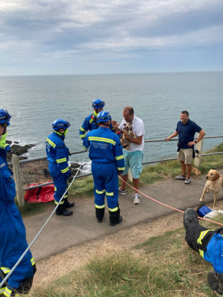 Illustration de l'article : Un Jack Russell tombe d'une falaise après avoir poursuivi un écureuil, les gardes-côtes se mobilisent pour le récupérer