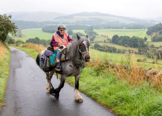 Illustration de l'article : Chaque année, une femme de 80 ans et son chien handicapé entreprennent un voyage d'environ 1 000 kilomètres à cheval