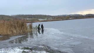 Illustration de l'article : Un autre chien piégé par un lac gelé, sa maîtresse tentant de l'aider doit être secourue à son tour