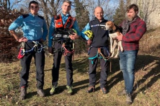 Illustration de l'article : Un Beagle en mauvaise posture après avoir poursuivi un animal fait intervenir les sauveteurs spécialisés de la gendarmerie