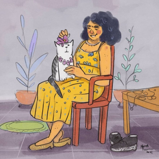Illustration de l'article : 15 dessins illustrant avec poésie et humour ce qu'était la vie avec un chat pendant le confinement