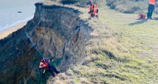 Illustration de l'article : Sa chienne tombée d'une falaise, elle place ses ultimes espoirs entre les mains des pompiers