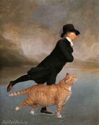 Illustration de l'article : 15 tableaux célèbres dans lesquels s'est immiscé un chat roux rondouillard grâce à son artiste de propriétaire