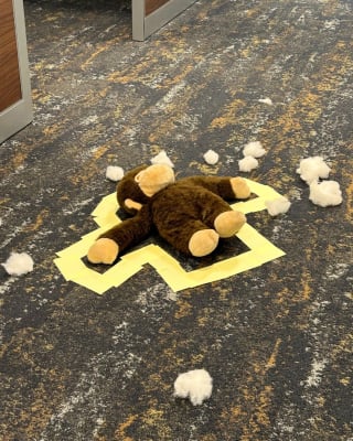 Illustration de l'article : Au commissariat où il réconforte les policiers stressés, un chien fait l'objet d'une enquête pleine d'humour après la découverte d'une peluche éventrée