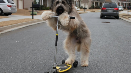 Illustration : Ce chien est un pro de la trottinette ! 