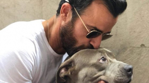 Illustration : L'acteur Justin Theroux adopte une chienne dont personne ne voulait