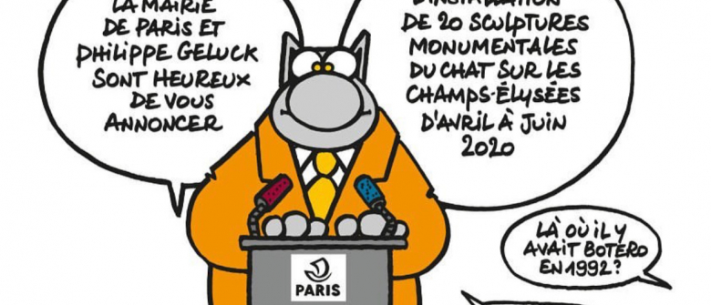 Des Statues Le Chat De Philippe Geluck Exposees Sur Les Champs Elysees En