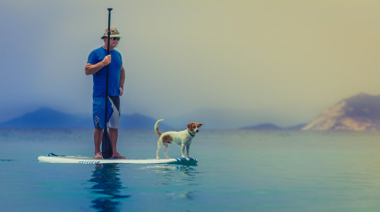 Illustration : Il envisage de traverser la France en paddle avec sa chienne