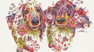 Illustration : 20 jolies peintures à l'aquarelle représentant des animaux composés de motifs floraux