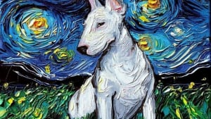 Illustration : 20 chiens deviennent les personnages centraux de l'oeuvre célèbre de Van Gogh, « La nuit étoilée »